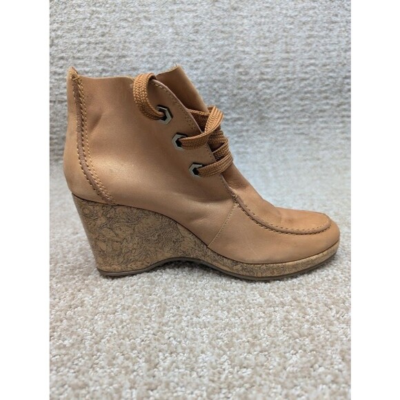 Timberland Booties Women's Wedge 5.5M Leather Upper 86387 Brown Lace Up - Picture 4 of 12